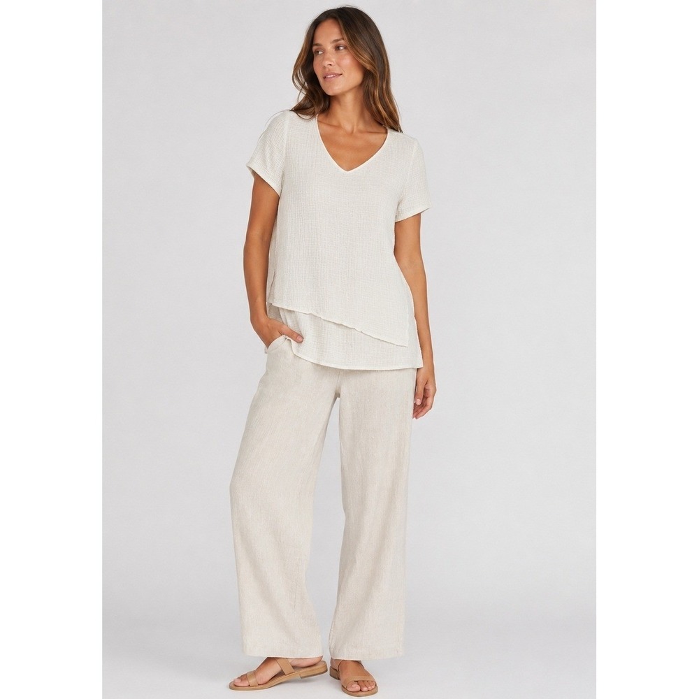 Pure‎ J. Jill Top Womens XS Petite White Crinkle Cotton Lagenlook Coastal